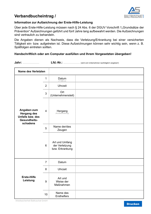 Vorschau der ersten Seite: Verbandbucheintrag
